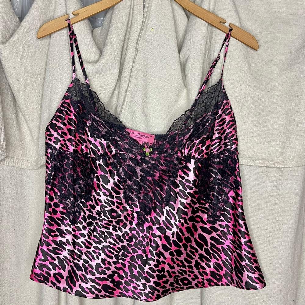 Betsey Johnson Intimates top. Pink cheetah print. Medium.